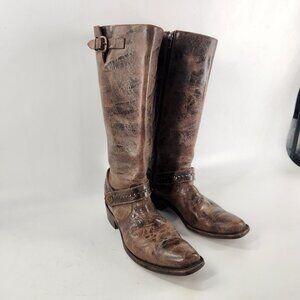 Sonora Cowboy High Boots Double H Women10M Weathered Brown Leather Boho Western
